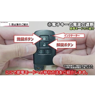 スマートキーの鍵マークのうち閉じているのが施錠ボタン、空いているのが解錠ボタン。小さく赤く光っているのがインジケーター