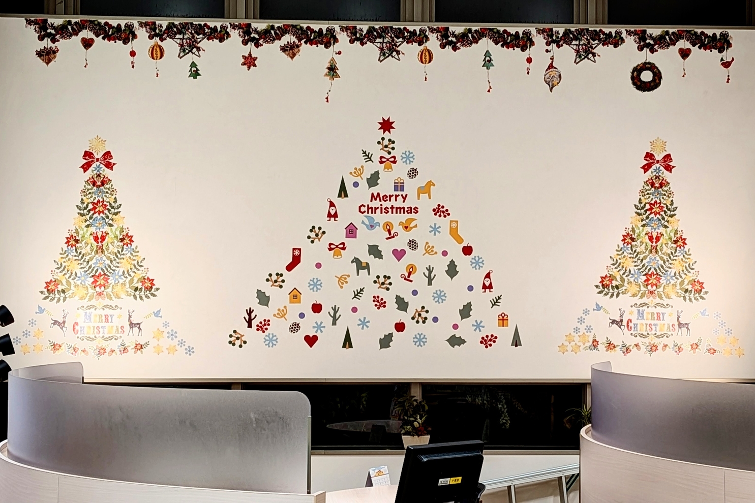 商談ブース壁面クリスマス装飾１：冬装飾１