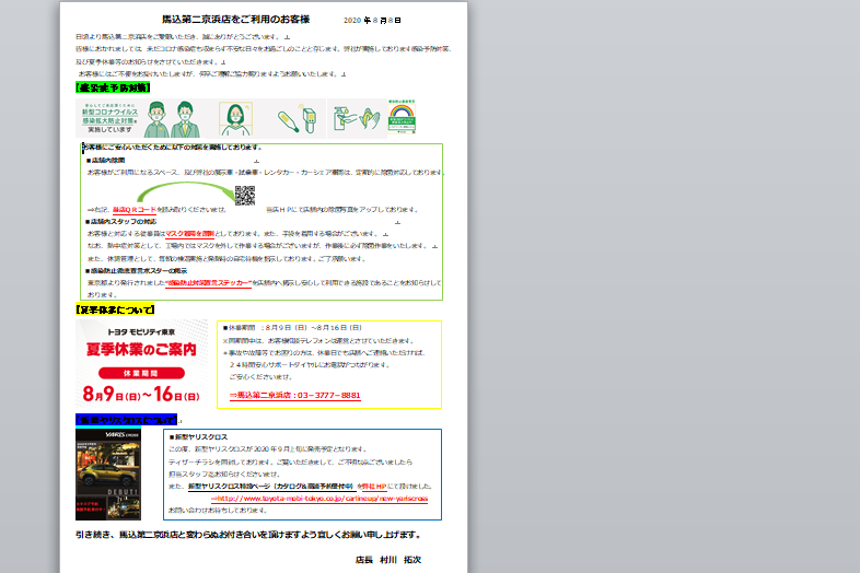 夏休み案内