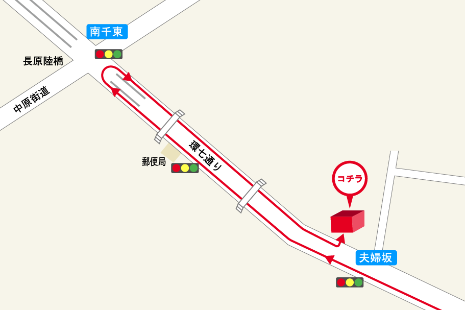 馬込環七通り店迂回路図