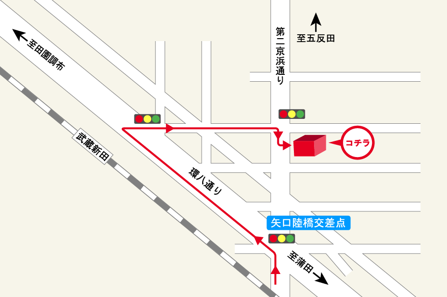池上第二京浜店迂回路図