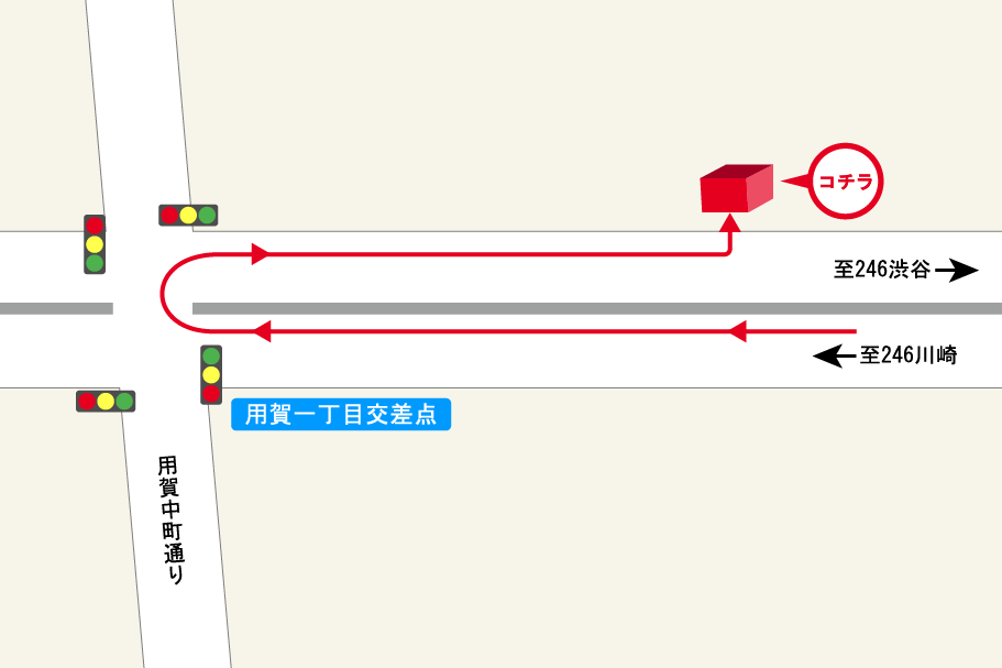 世田谷用賀店迂回路図