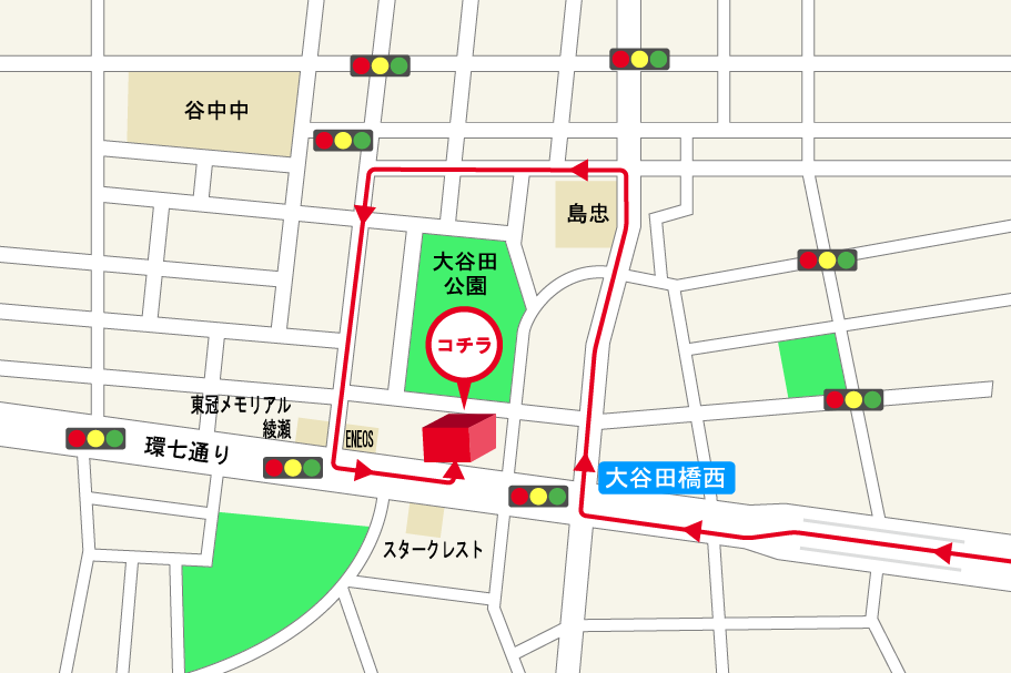 綾瀬大谷田店迂回路図