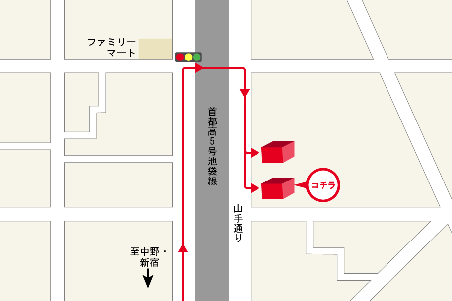 北池袋店迂回路図