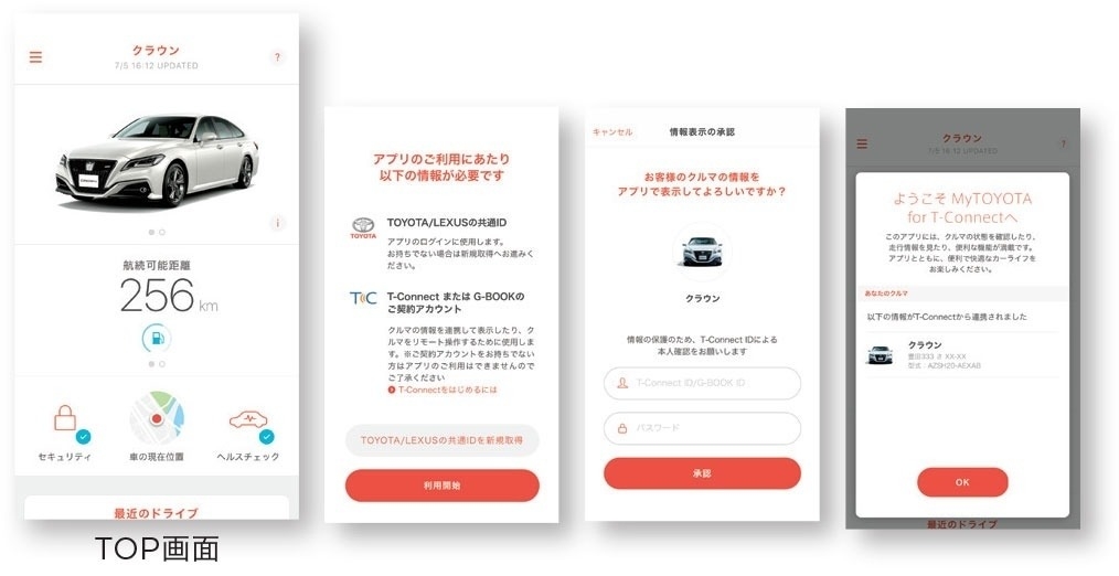 クラウン-どう“つながる”?コネクティッドカーの未来_My TOYOTA for T-Connect操作画面